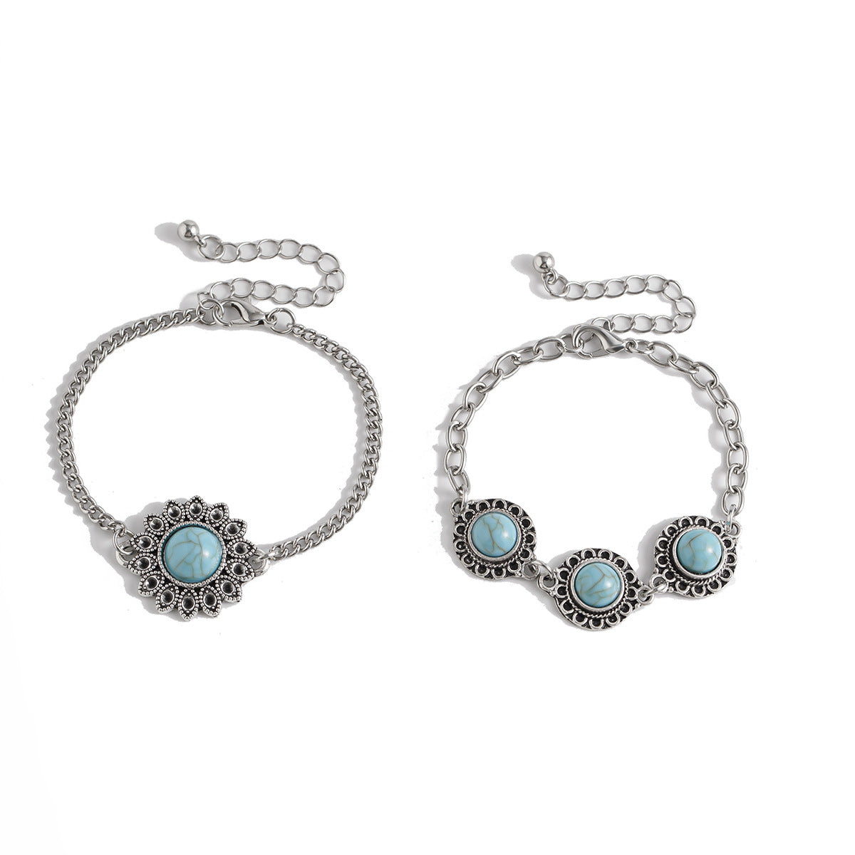 Ethnic style retro alloy turquoise bracelet Bohemian artistic bracelet set for women - LaTezza Online Shop