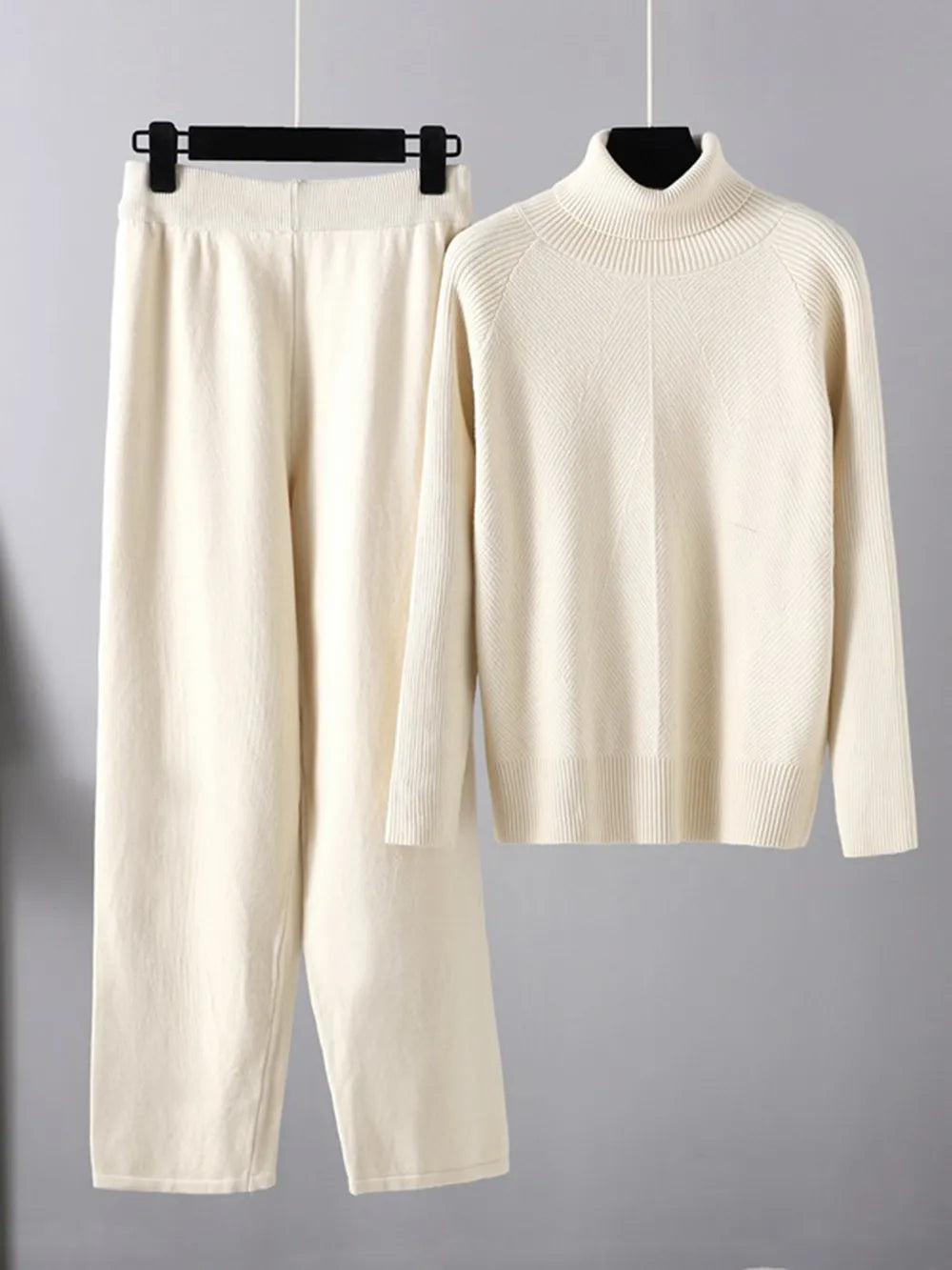 Turtleneck Raglan Sleeve Top and Pants Sweater Set - LaTezza Online Shop