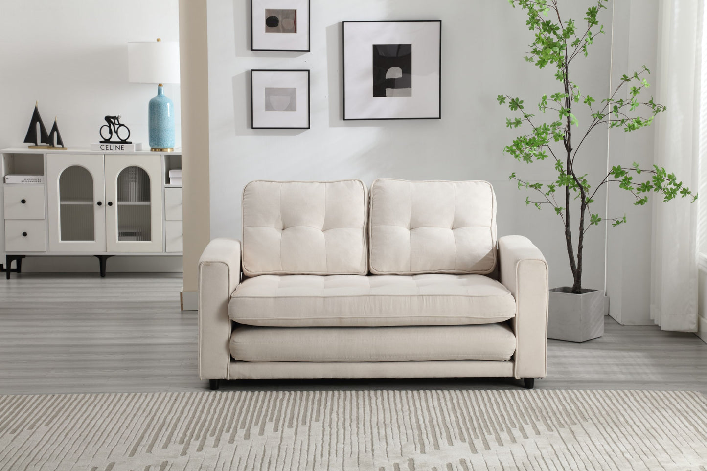 3 Fold Sofa Convertible Futon Couch sleeper sofabed Space saving loveseat Dark Gray & Light Gray & Beige - LaTezza Online Shop
