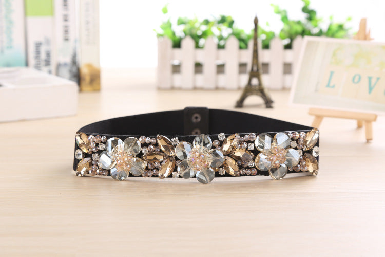 Rhinestone Crystal Waist Women's Elastic Belts - LaTezza Online Shop