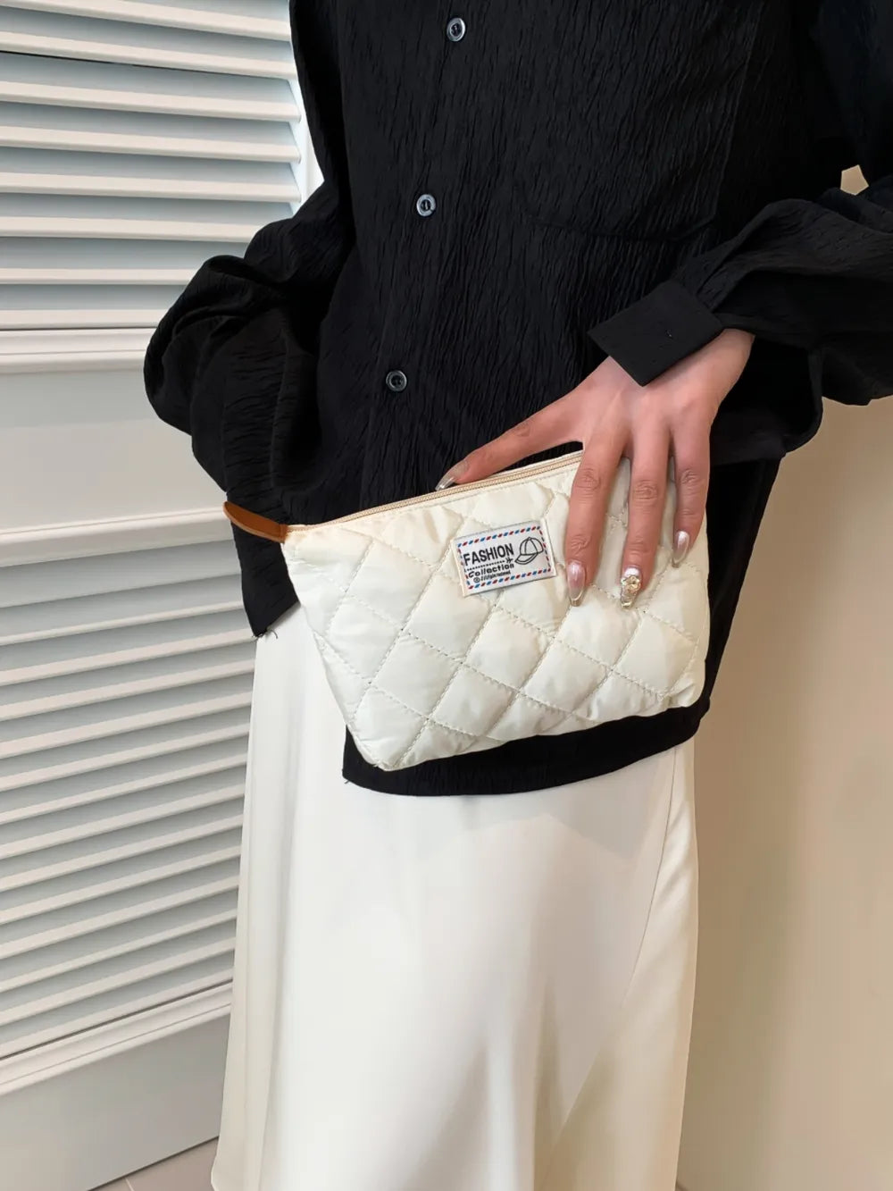 Solid Quilted Clutch with Zipper - LaTezza Online Shop