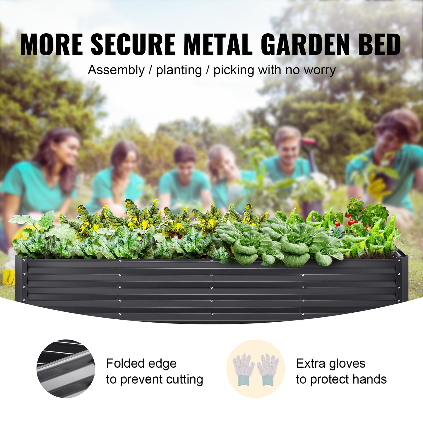 VEVOR Galvanized Raised Garden Bed Planter Box 94.5x47.2x23.6inch Flower Vegetable - LaTezza Online Shop