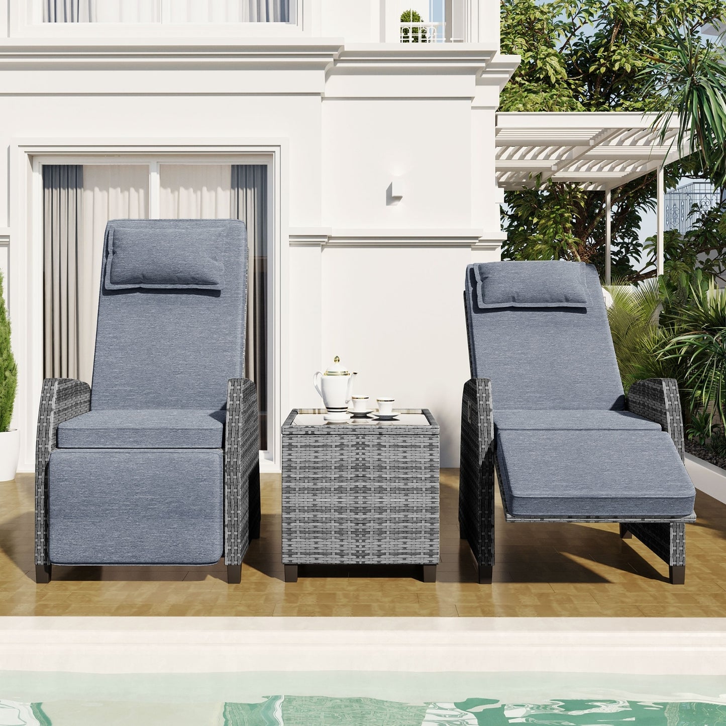 U Style Outdoor Rattan 2-Person Set With Coffee Table for Courtyard - LaTezza Online Shop