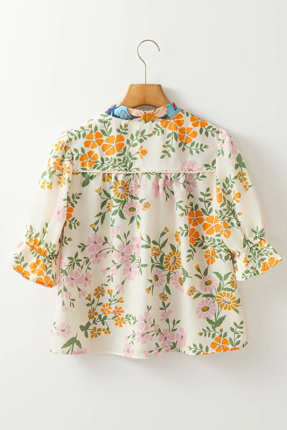 Multicolour Crochet V Neck Half Sleeve Boho Floral Blouse - LaTezza Online Shop