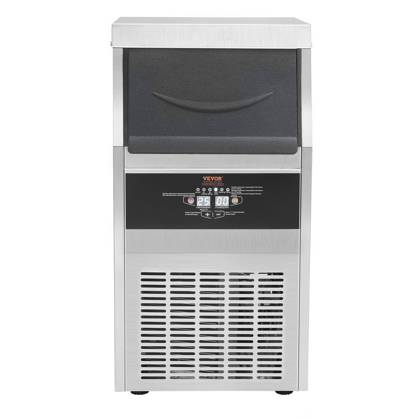 VEVOR 110V Commercial Ice Maker 65LBS 24H With 24LBS Bin Heavy Duty Stainless Steel Construction Automatic Operation