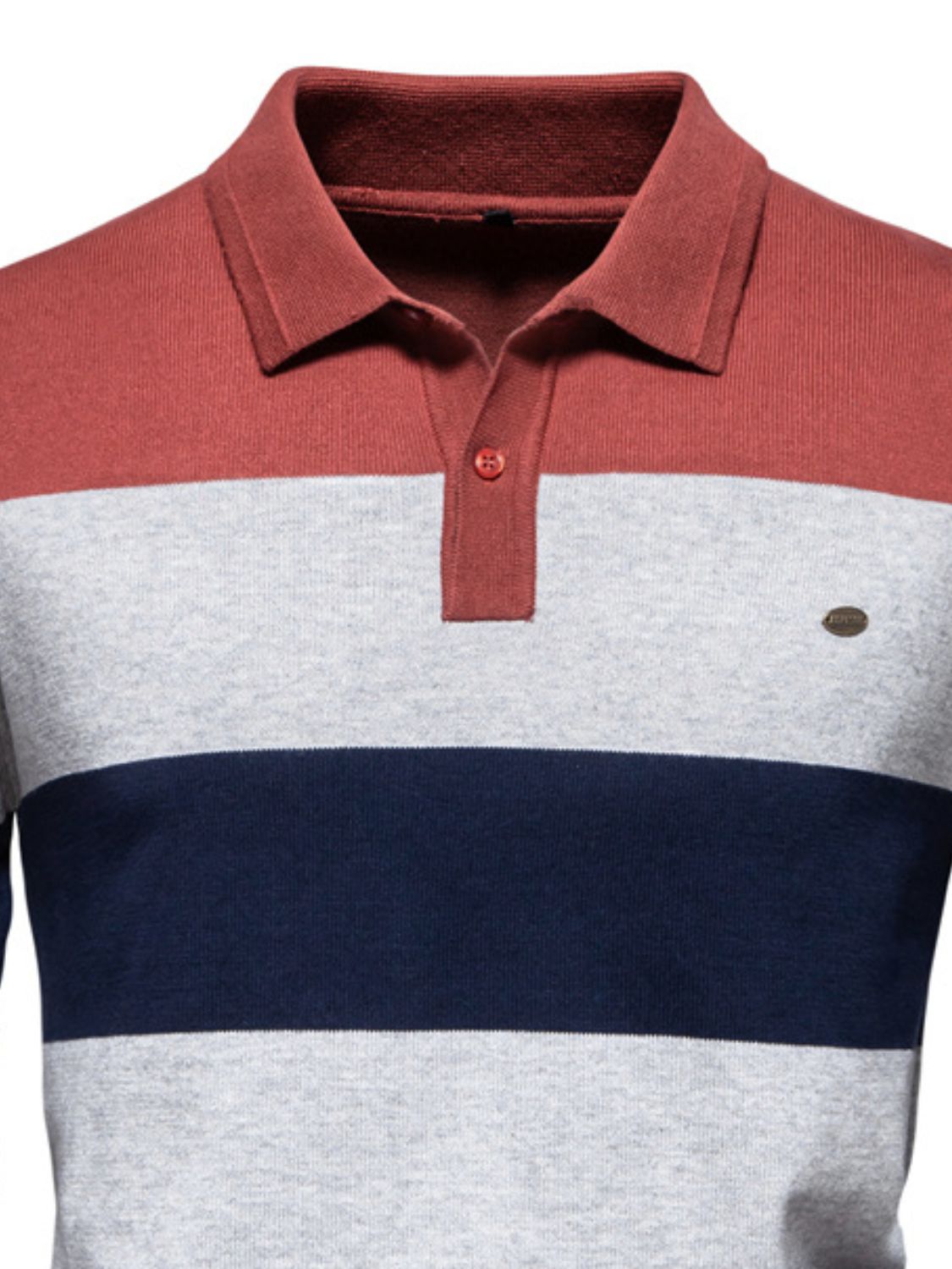 Men's Striped Long Sleeve Knit Polo - LaTezza Online Shop