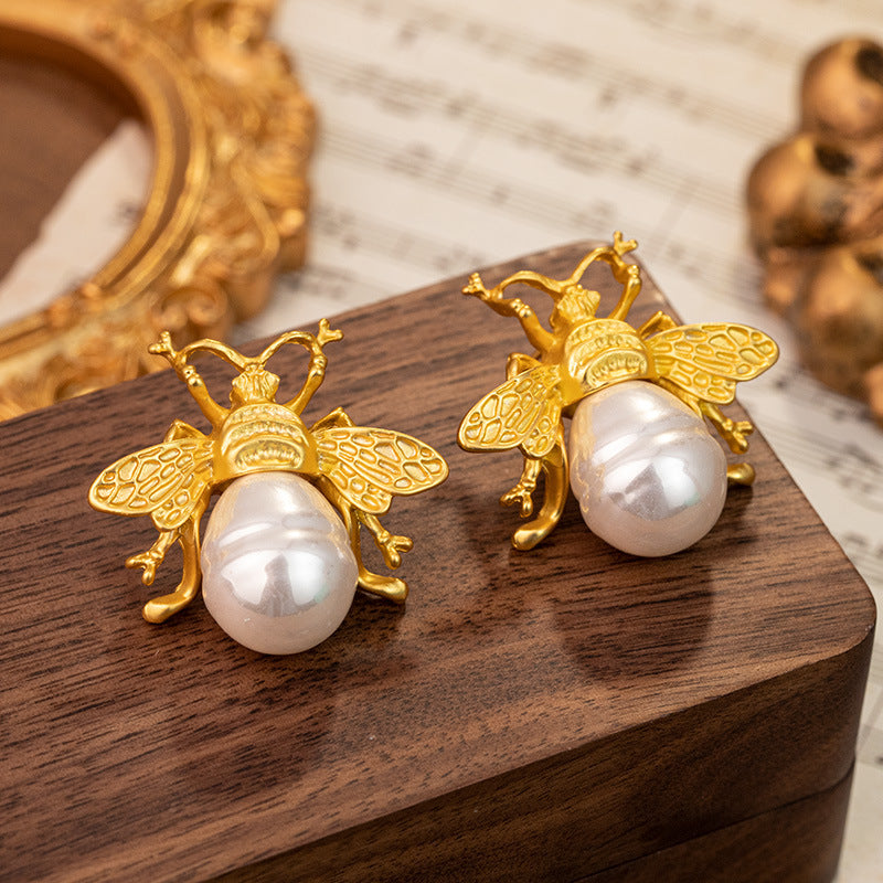 Honey Bee Earrings Women's Unique Retro Animal Gold Metal Earrings - LaTezza Online Shop