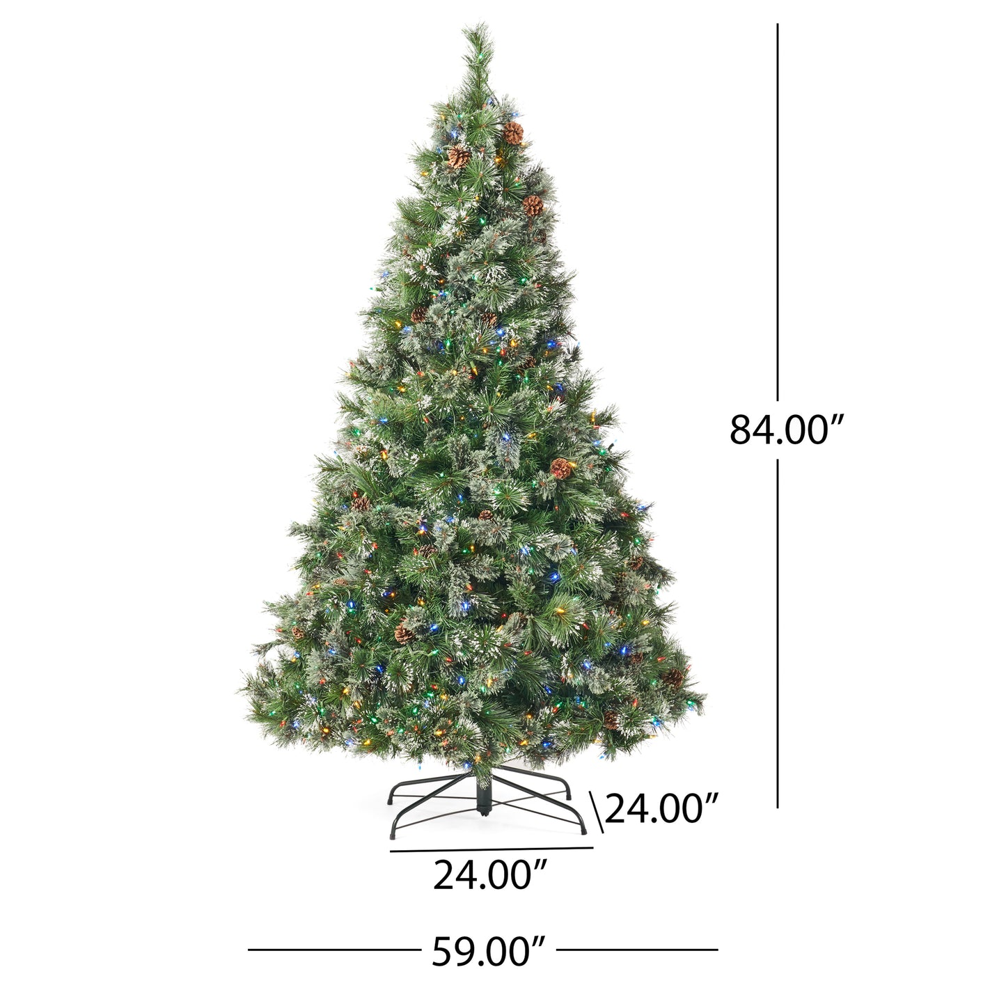 7' Cashmere and Snow Bristle Mixed Tree with 75Pine Cones and 900 LED Lights-UL,1233tips,Dia.:59 - LaTezza Online Shop