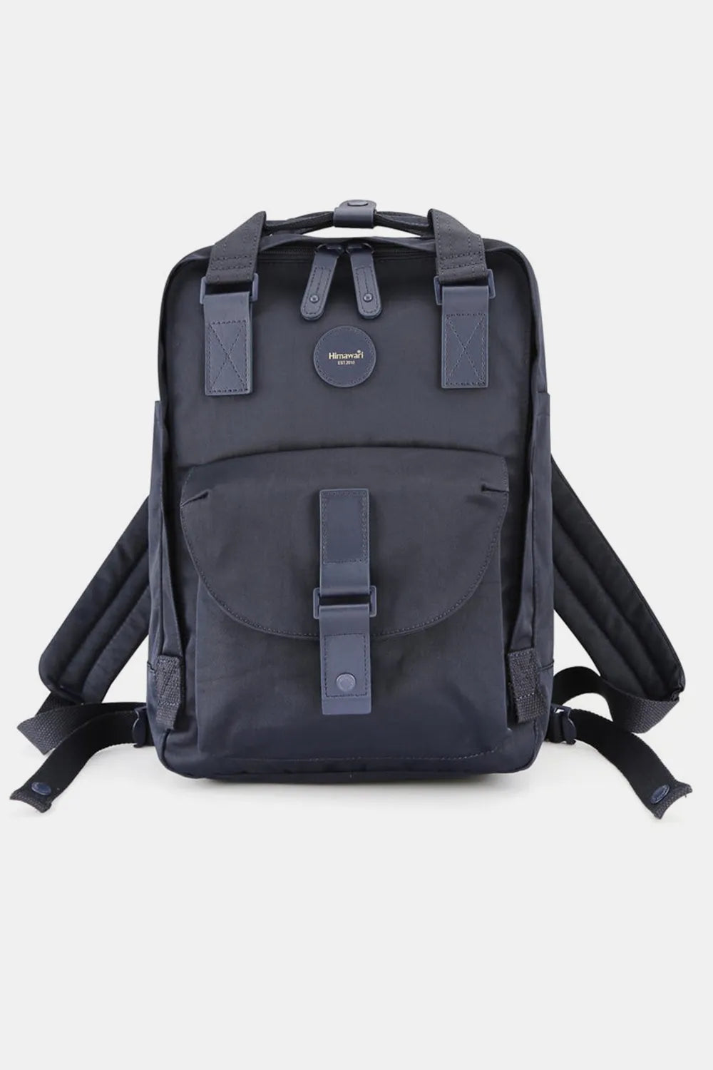 Himawari Contrast Waterproof Canvas Backpack Bag with Round Label - LaTezza Online Shop