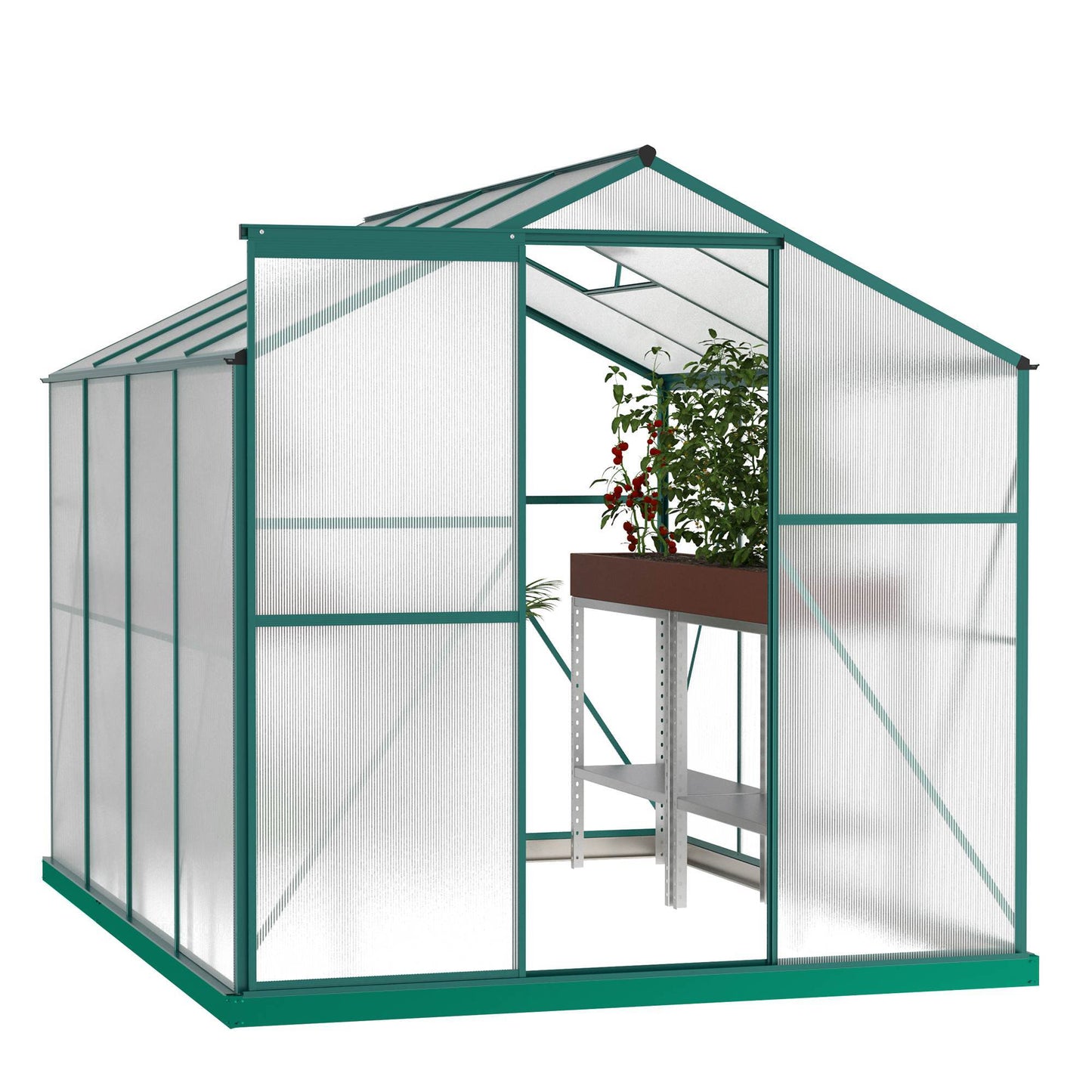 Polycarbonate Greenhouse,6X8 Ft Heavy Duty Walk-in Plant Garden Greenhouse - LaTezza Online Shop