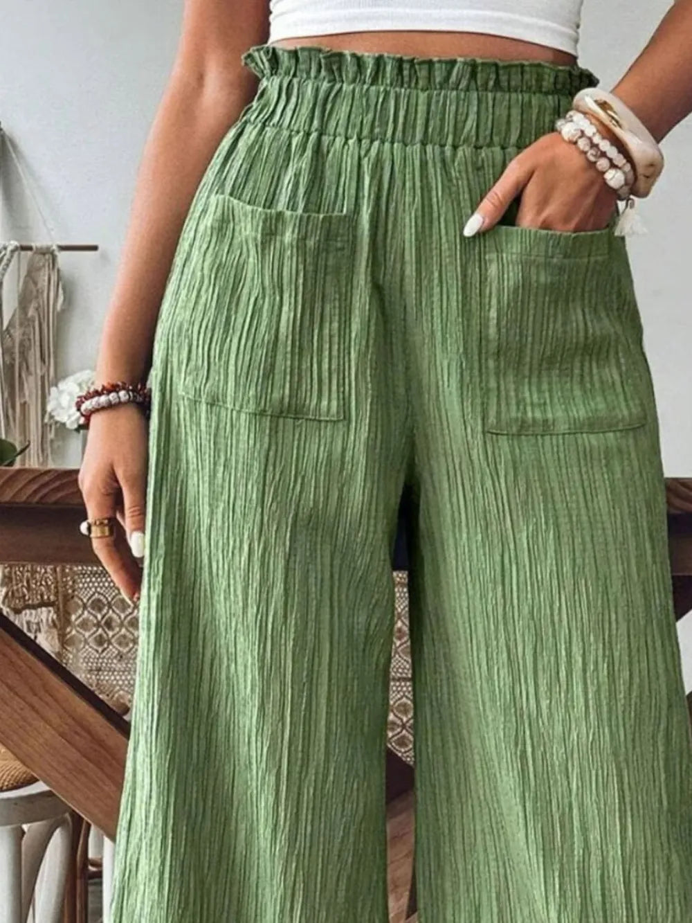 Frill Wide Leg Pants - LaTezza Online Shop