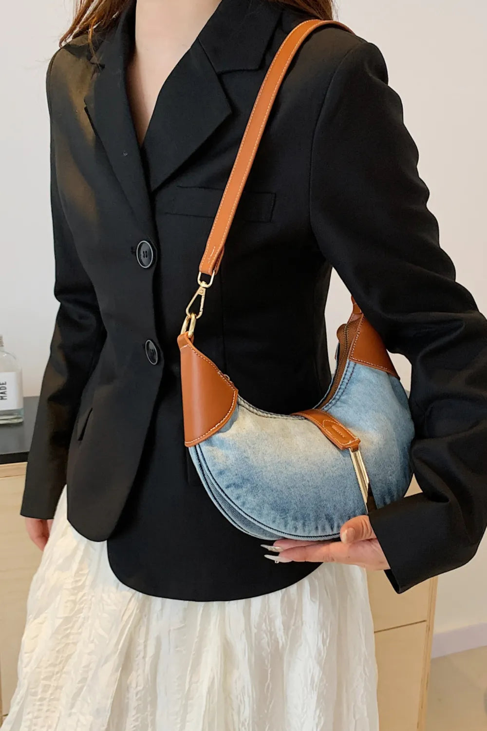 Contrast Denim Shoulder Bag - LaTezza Online Shop