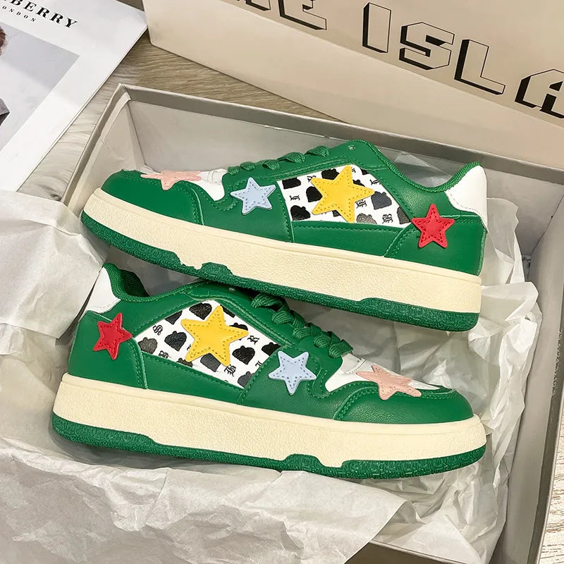 Contrast Star Round Toe Athletic Sneakers - LaTezza Online Shop
