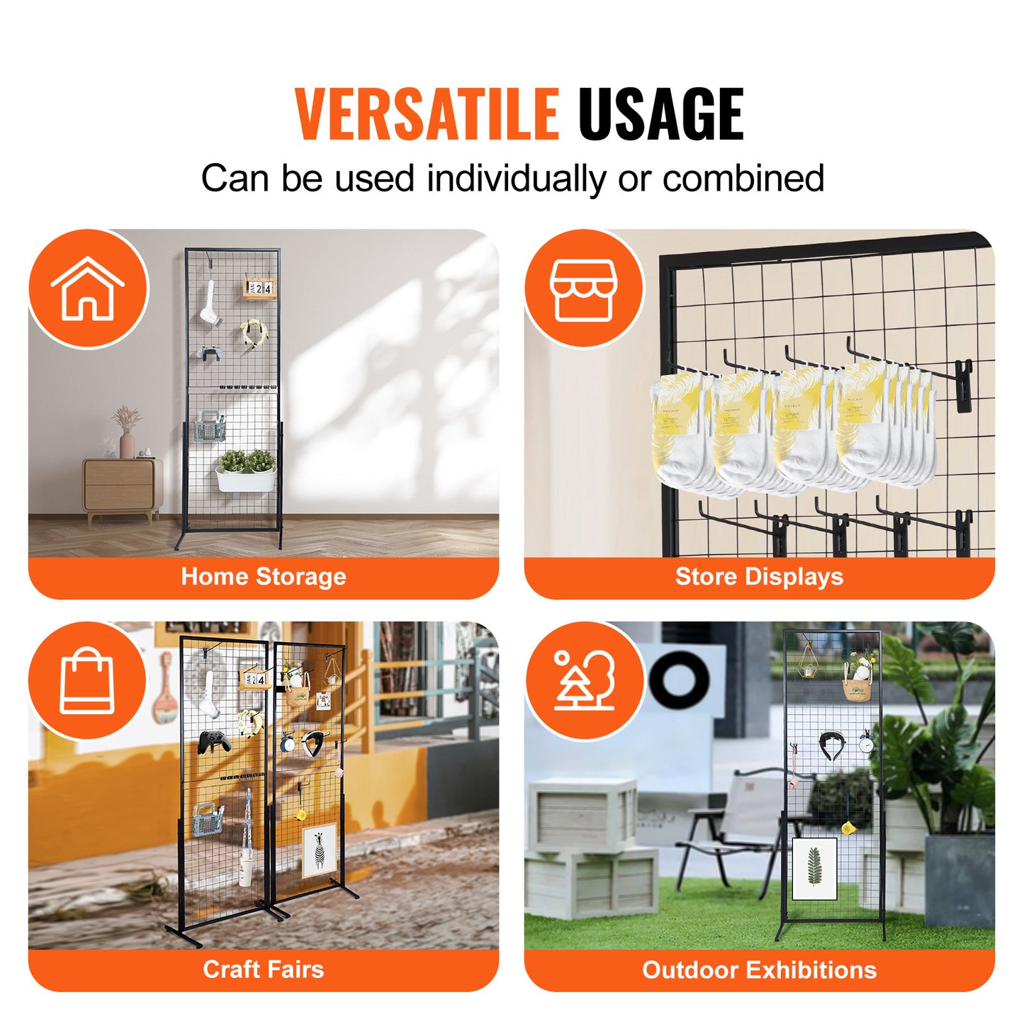 VEVOR Grid Wall Panels Tower 2 Packs Wire Gridwall Display Racks Double Side Gridwall Panels For Art Craft Shows - LaTezza Online Shop
