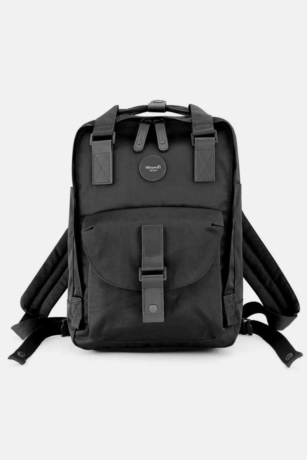 Himawari Contrast Waterproof Canvas Backpack Bag with Round Label - LaTezza Online Shop