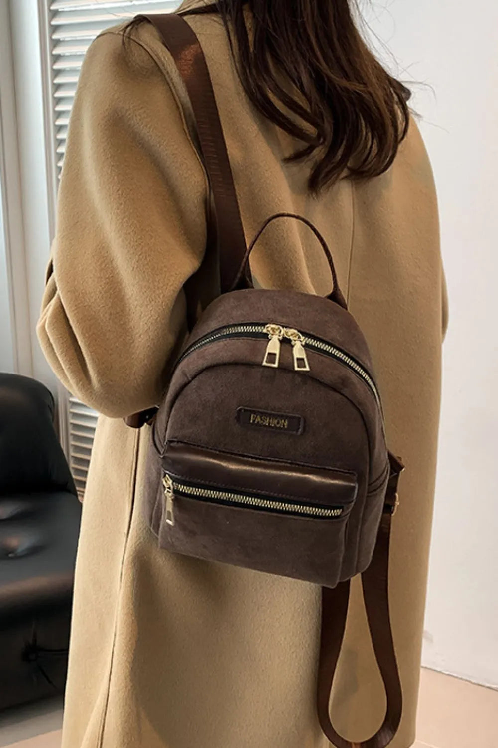 Suede Adjustable Strap Backpack Bag - LaTezza Online Shop