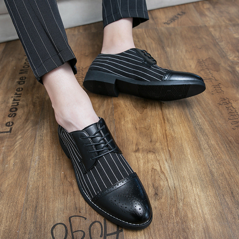 British style men's casual striped breathable business leather shoes - LaTezza Online Shop