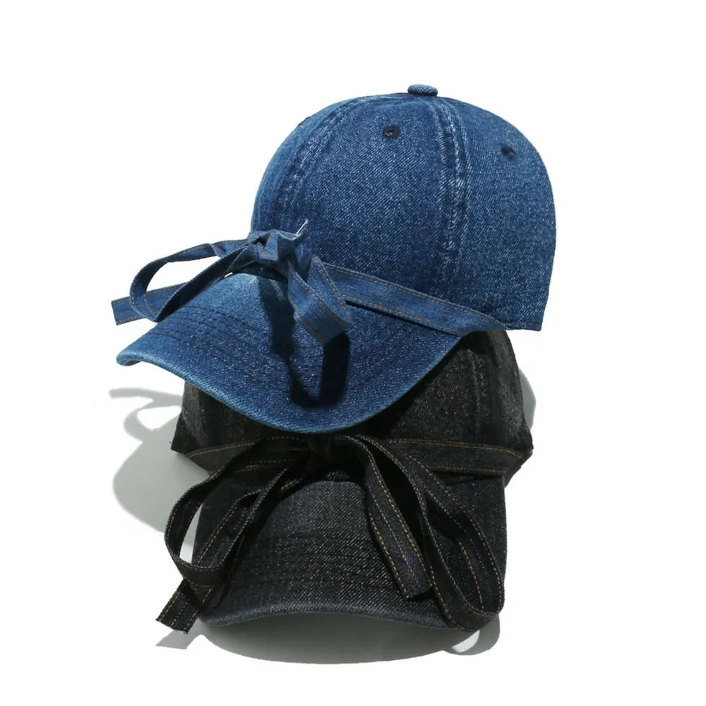 Washed Bow Denim Baseball Cap - LaTezza Online Shop