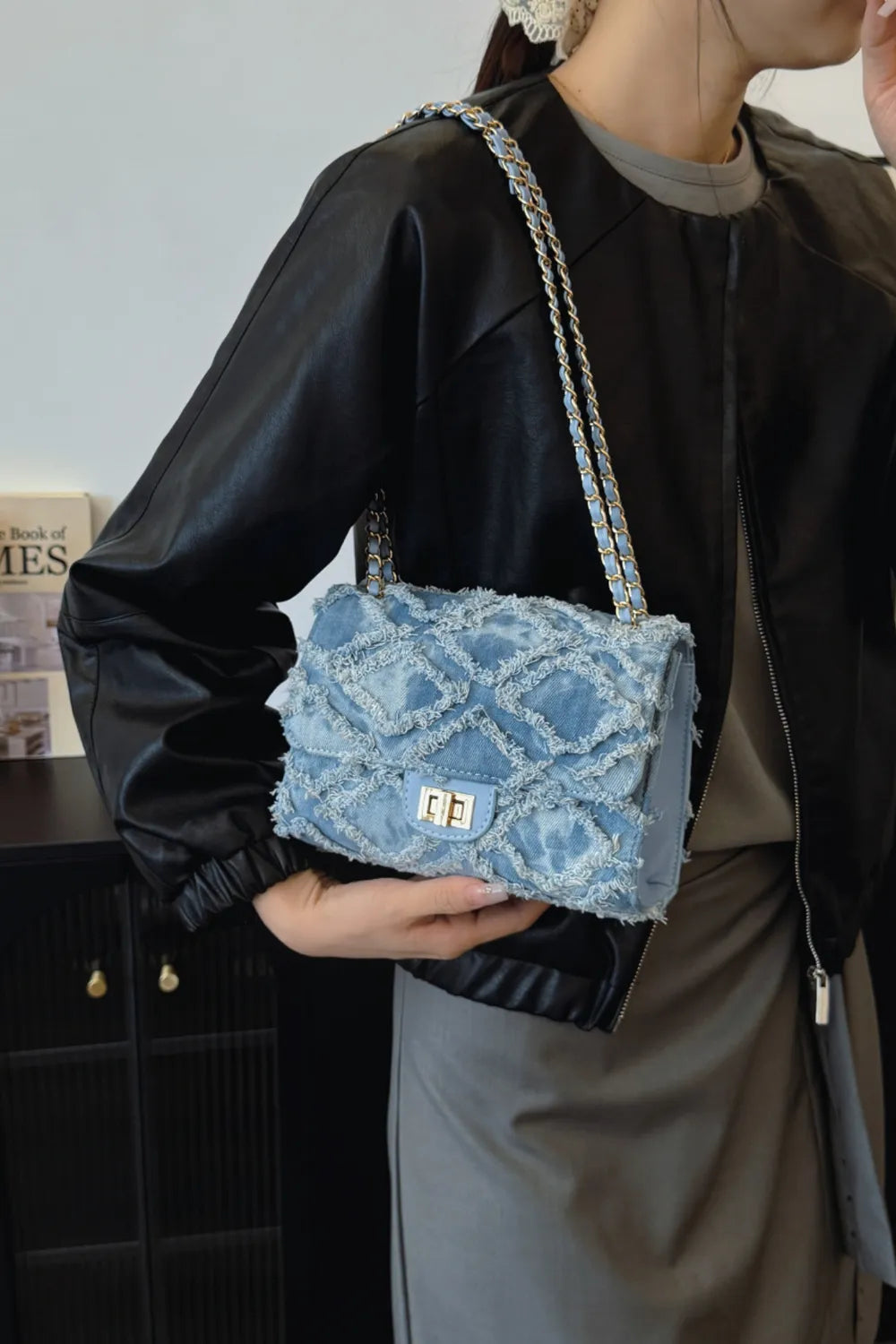 Raw Hem Denim Crossbody Bag - LaTezza Online Shop