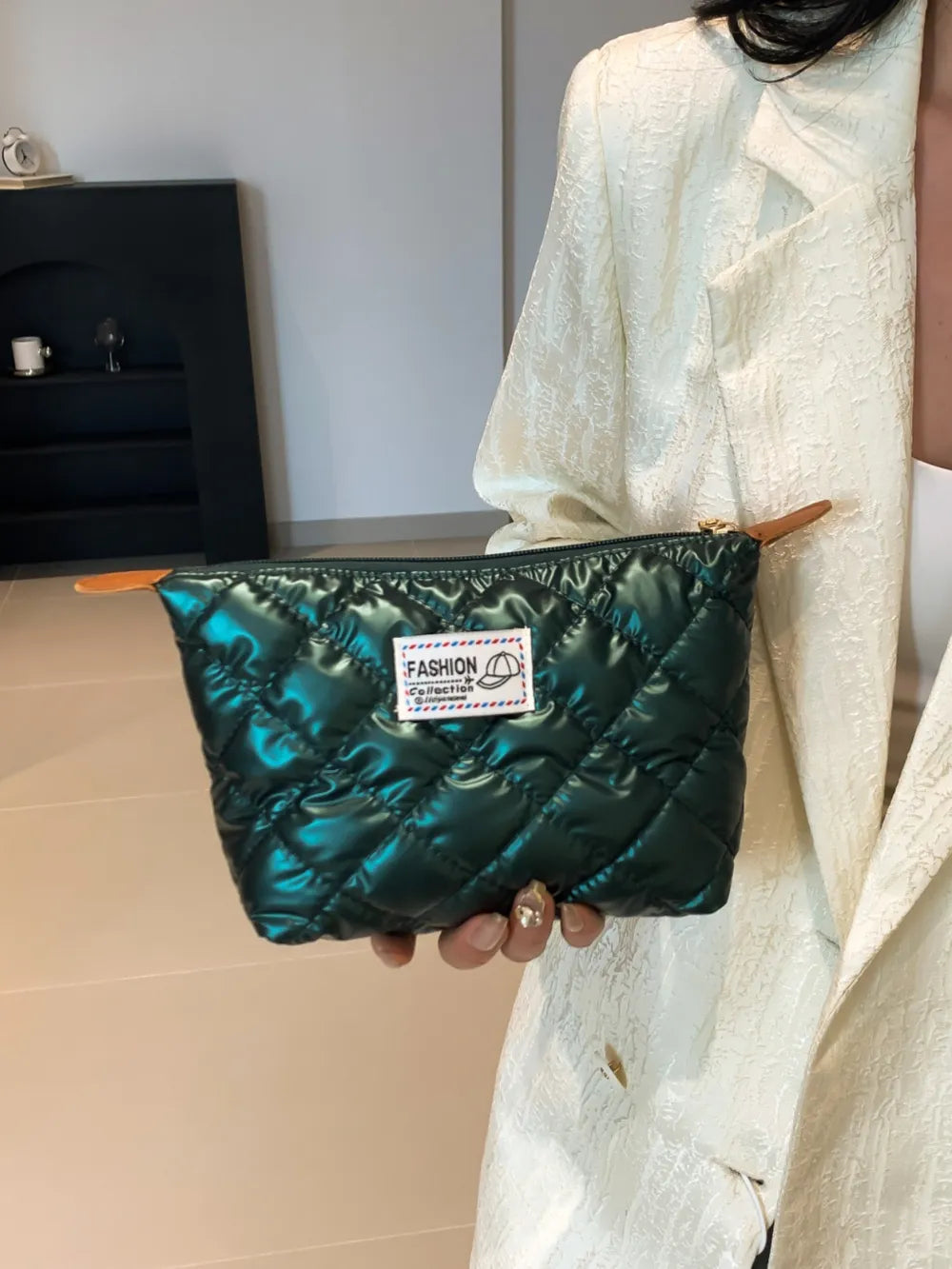 Solid Quilted Clutch with Zipper - LaTezza Online Shop