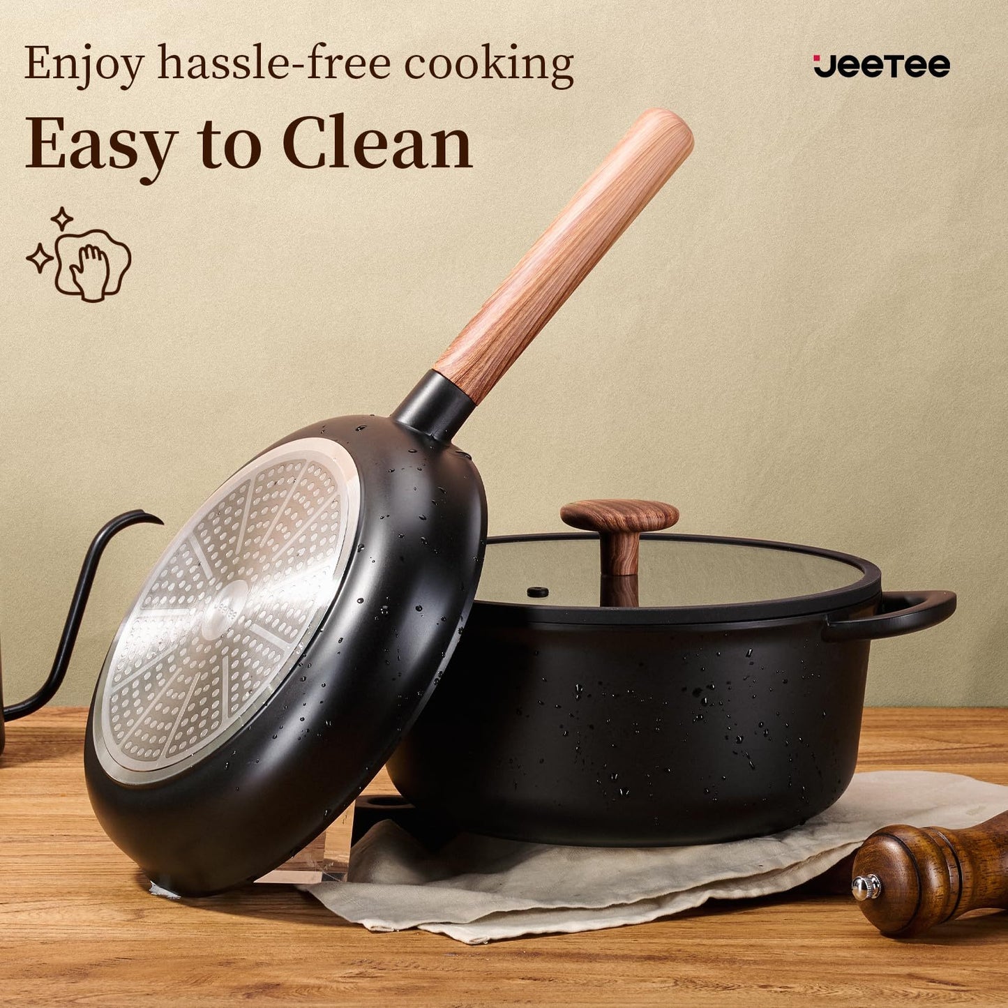 Ceramic Cookware Sets 15 Pcs Healthy Pots And Pans Set Non Stick Induction Kitchen Cooking Set With Removable Handles Oven Safe - LaTezza Online Shop
