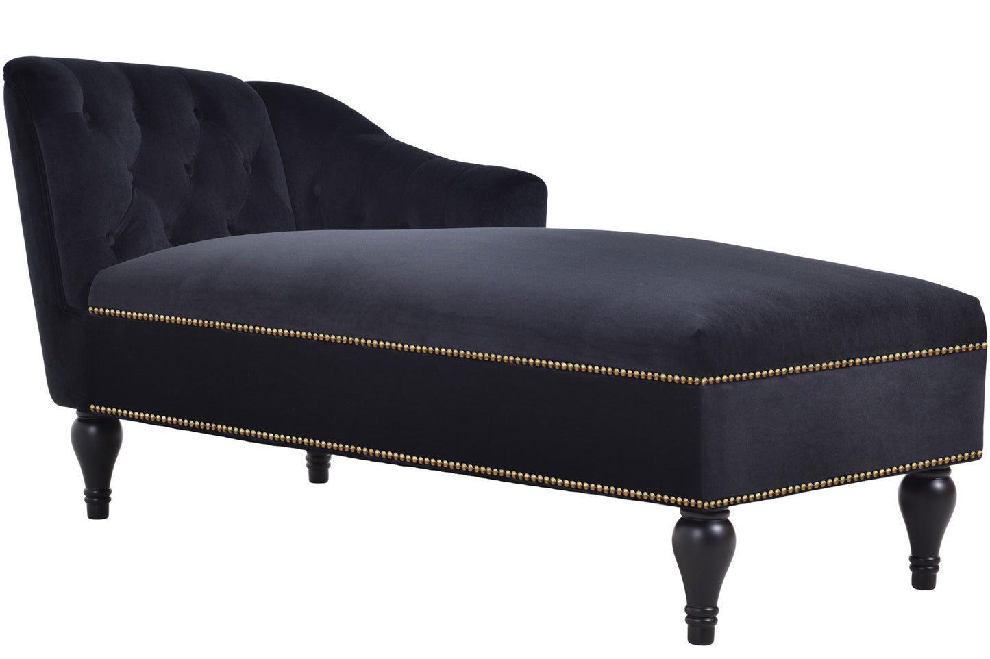 58 inch velvet lounge chair, button cluster right arm lounge chair with nail head decoration and solid wood legs - LaTezza Online Shop