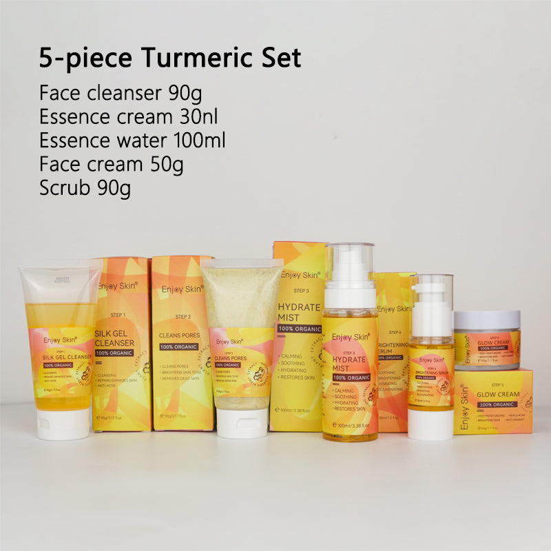 5pcs Natural Organic Vegan Facial Anti Acne Serum Skincare Cream Face Care Whitening Tumeric Skin Care Set - LaTezza Online Shop
