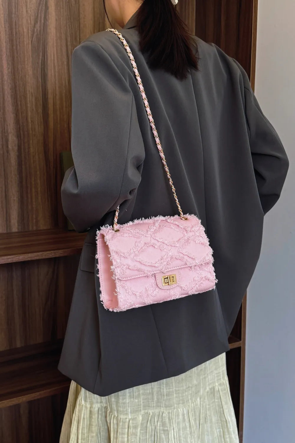 Raw Hem Denim Crossbody Bag - LaTezza Online Shop