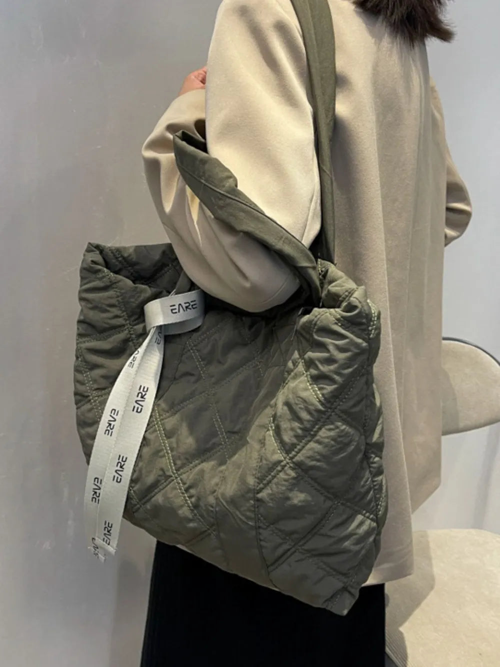 Quilted Nylon Large Tote Bag - LaTezza Online Shop