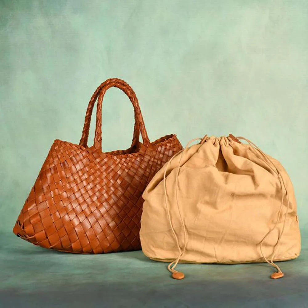 Hand Bag Genuine Leather Weave Tote Top Quality Women Basket Shopping Bags Handle Beach Hobos Handbag - LaTezza Online Shop