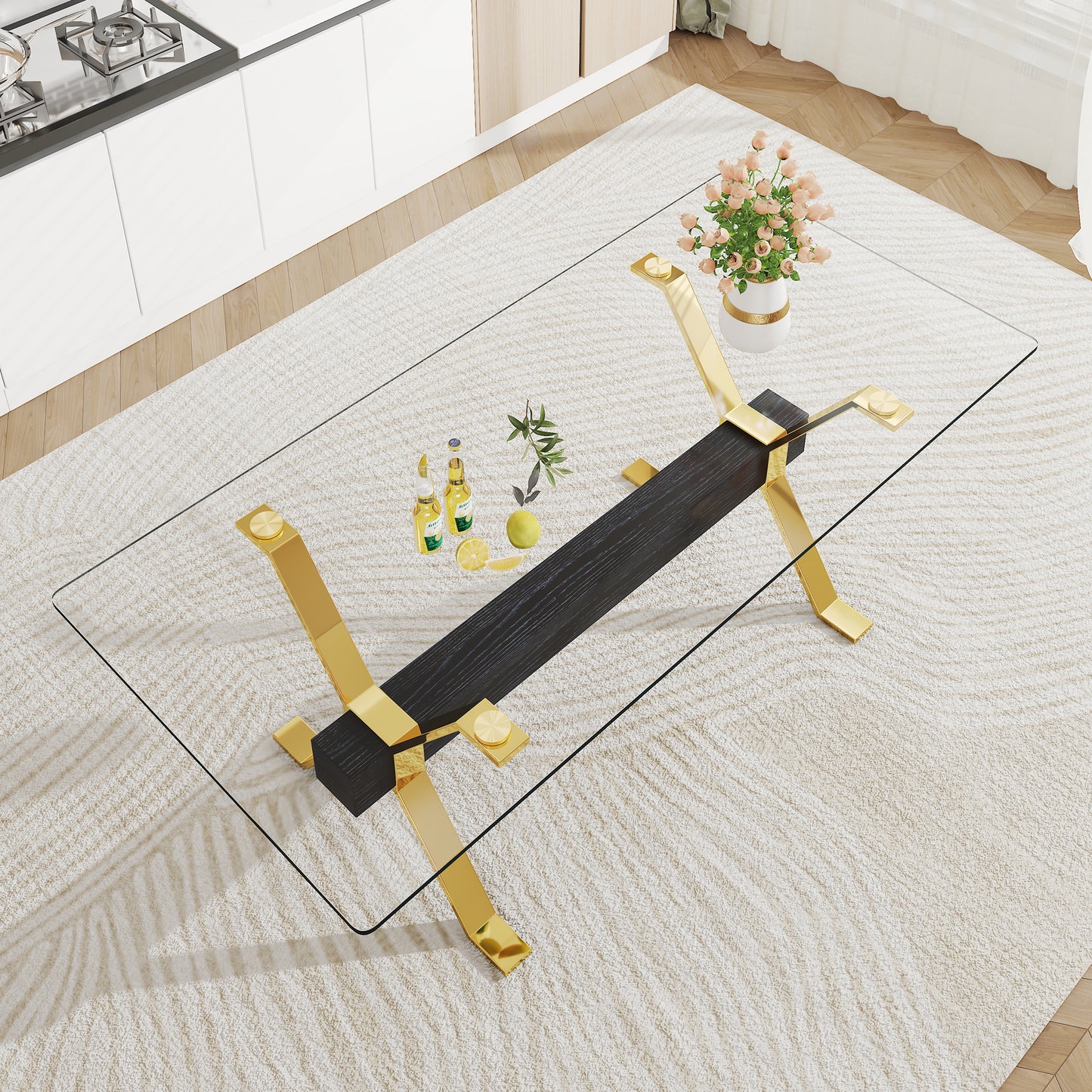 Dining table Modern tempered glass dining table Large modern office desk - LaTezza Online Shop