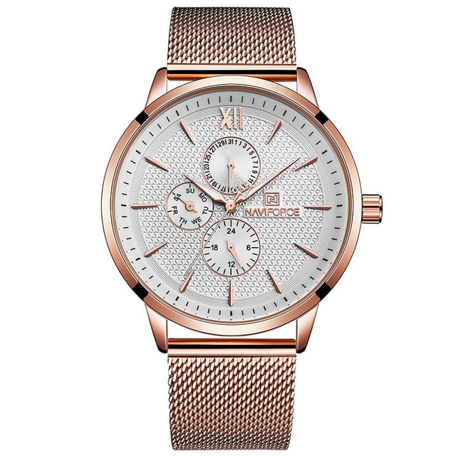 Men's NAVIFORCE Top Brand Luxury Waterproof Ultra Thin Clock Male Full Steel Casual Quartz Watch Men Sports Wrist Watch - LaTezza Online Shop