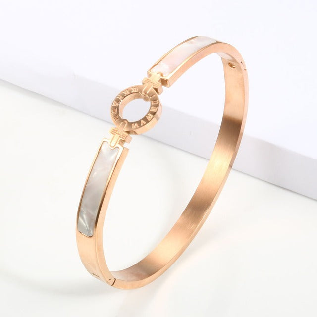 White Shell Roman Numeral Bangles & Bracelet - LaTezza Online Shop