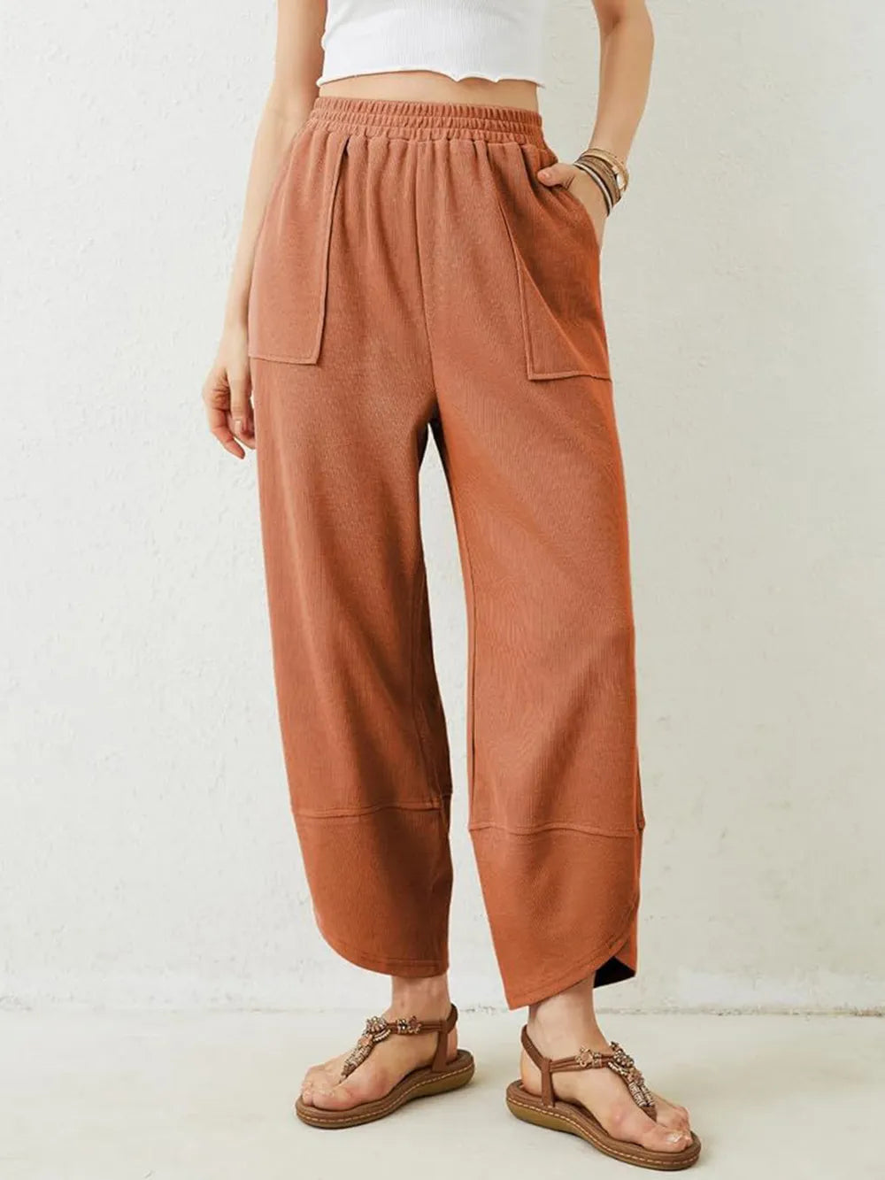 Elastic Waist Wide Leg Pants - LaTezza Online Shop