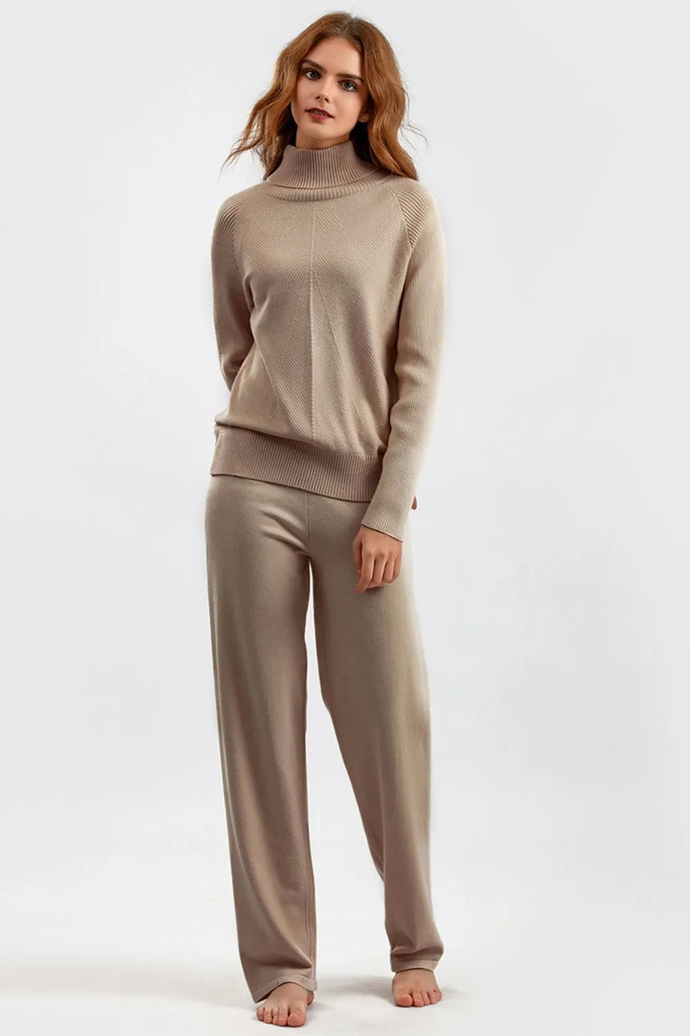 Turtleneck Raglan Sleeve Top and Pants Sweater Set - LaTezza Online Shop