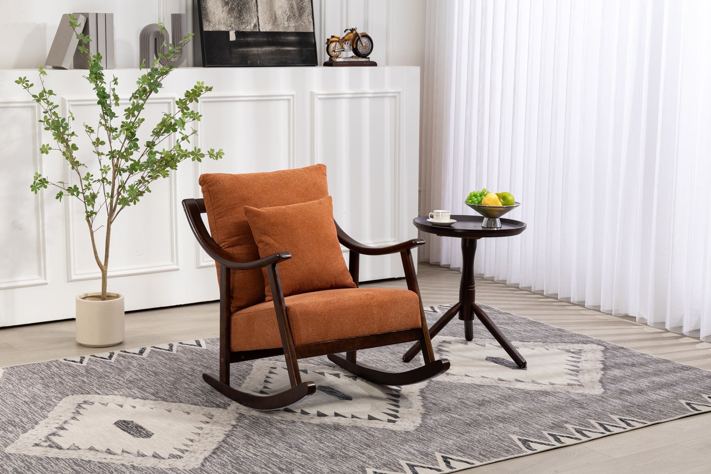 Mid Century Modern Accent Chairs Comfy Upholstered Glider Arm Chair with Solid Wood for Living Room Bedroom Balcony - LaTezza Online Shop
