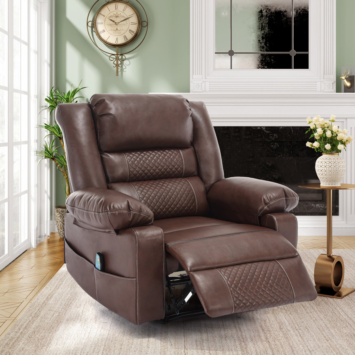 Breathable Leather Massage Recliner Chair Manual Living Room Reclining Sofa - LaTezza Online Shop