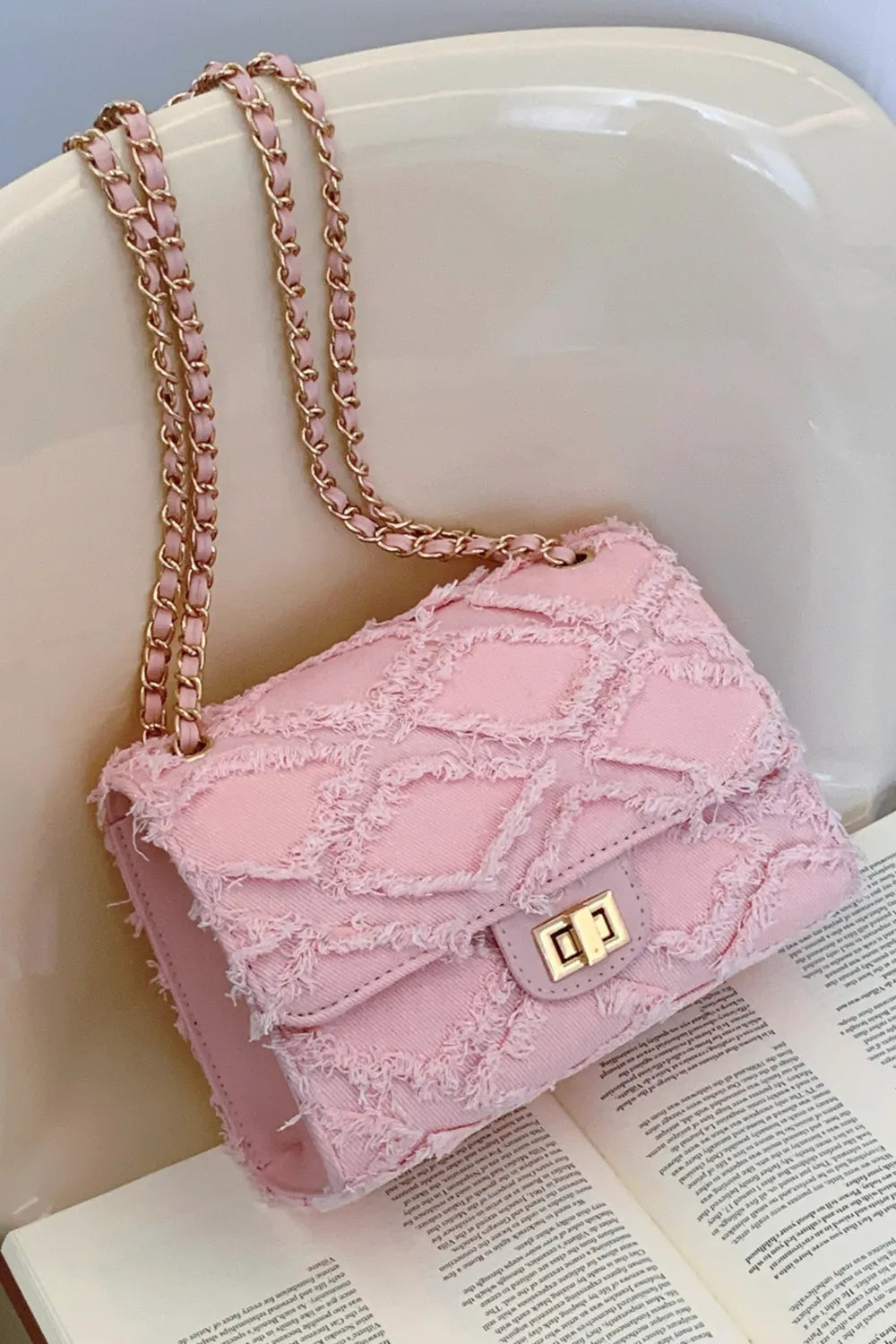 Raw Hem Denim Crossbody Bag - LaTezza Online Shop