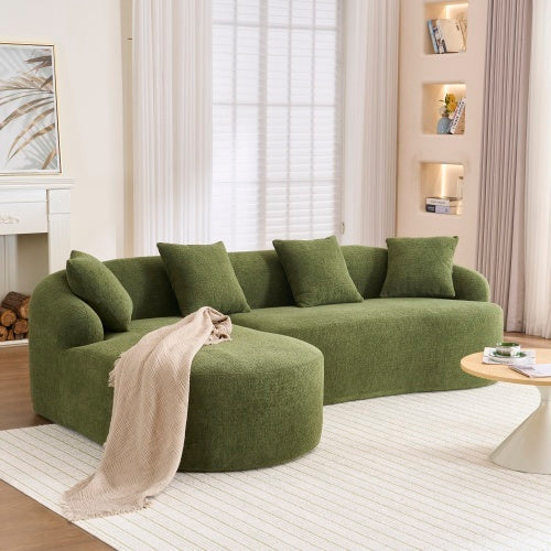 LY-022 Full Compression Sponge L-Shape Sectional Sofa Brown Modular Chaise Chenille Couch 30D High-Density 900 Lbs. - LaTezza Online Shop
