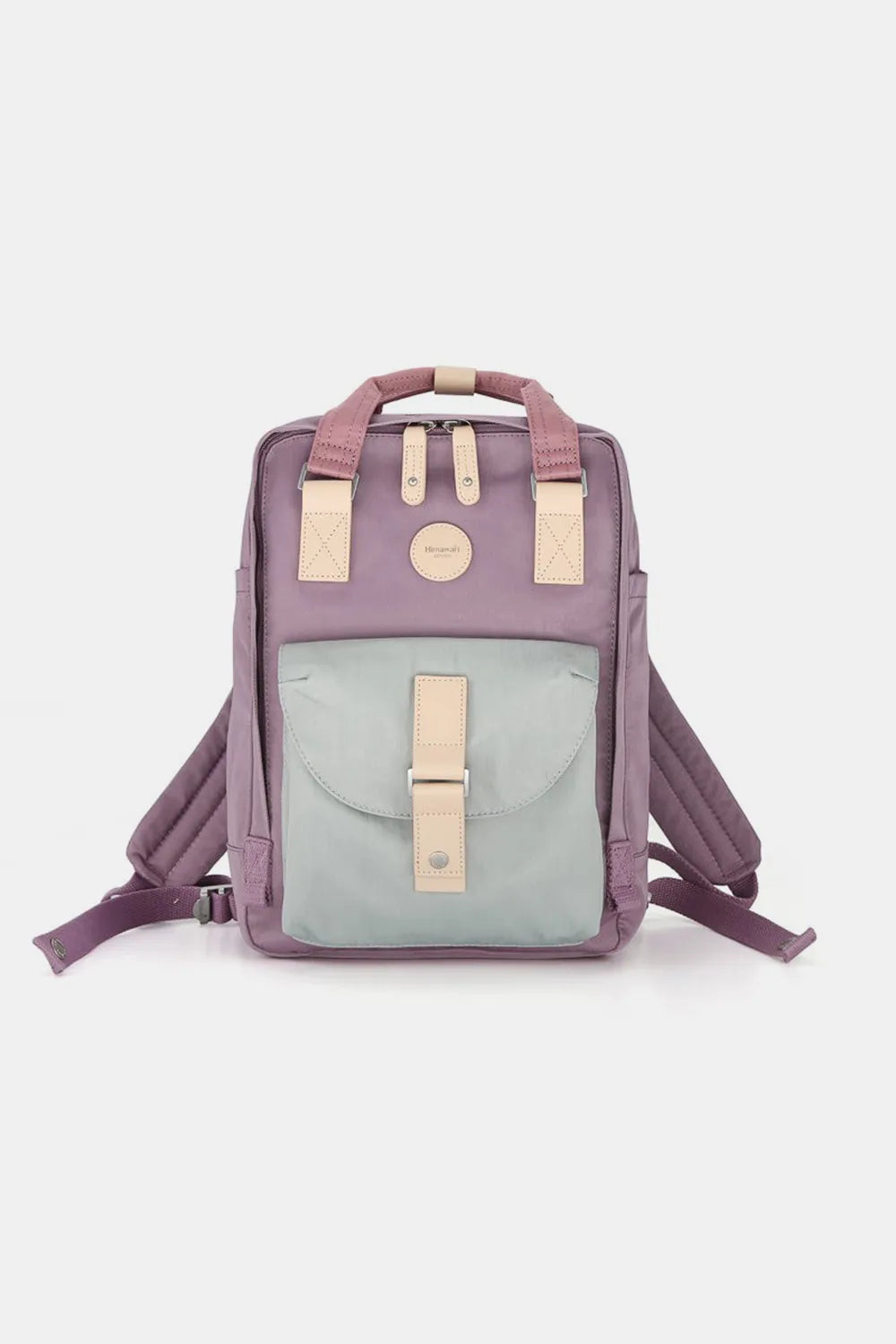 Himawari Contrast Waterproof Canvas Backpack Bag with Round Label - LaTezza Online Shop