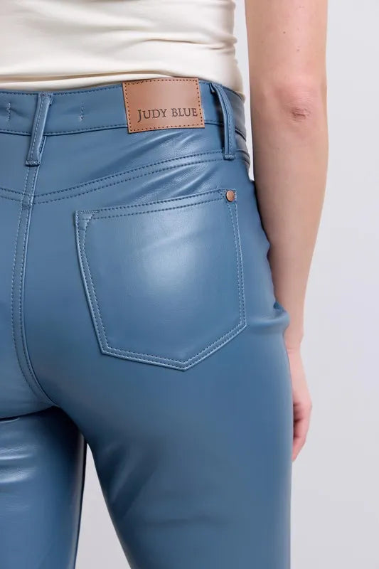 Judy Blue Full Size High Waist Tummy Control Faux Leather Bootcut Pants Plus Size - LaTezza Online Shop
