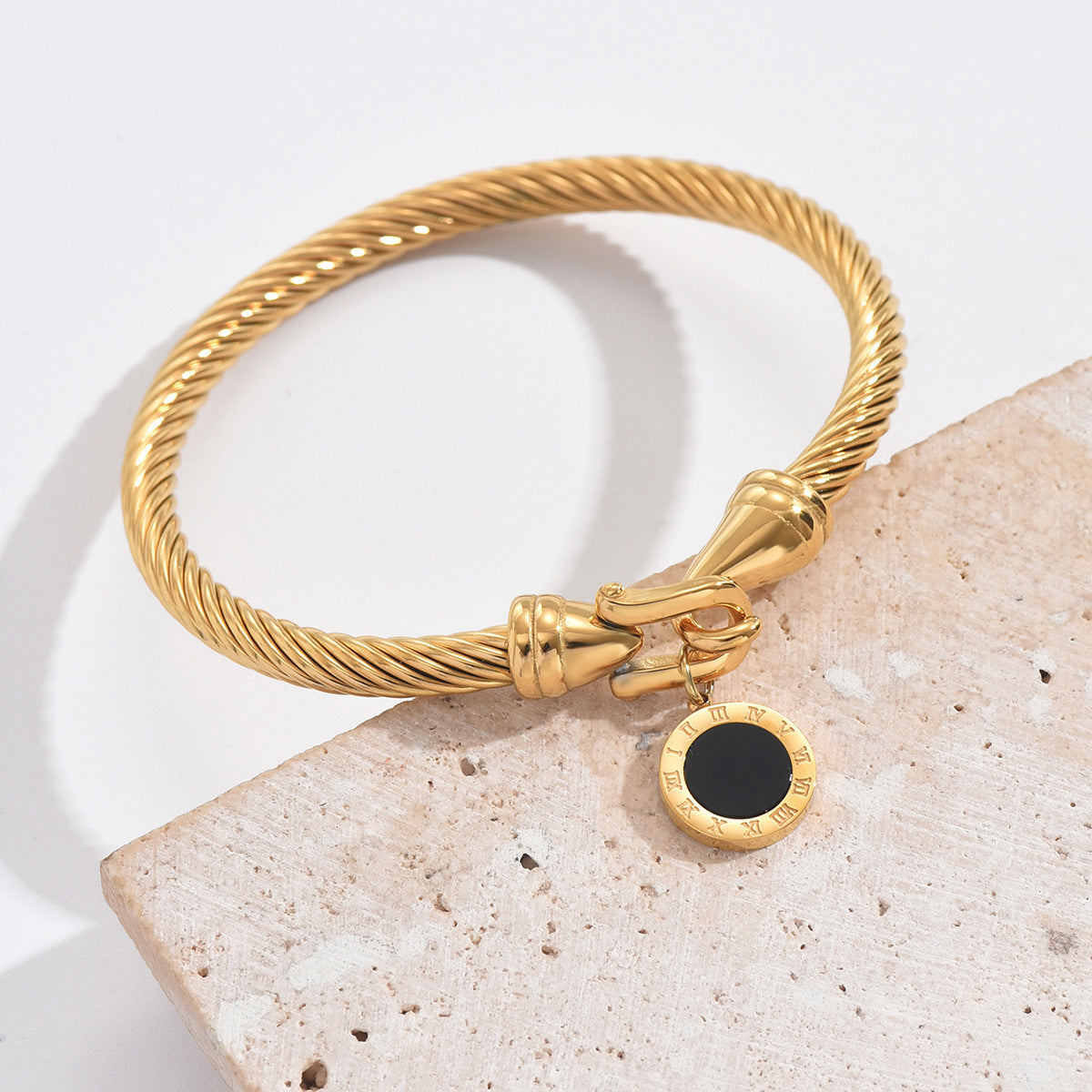 Versatile fashion Roman numeral pendant Twists bracelet stainless steel women's bracelet - LaTezza Online Shop