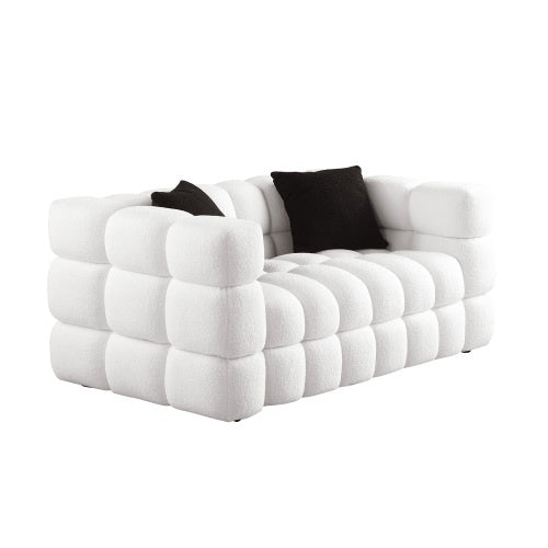 62.2length ,35.83 Deepth ,human Body Structure For USA People, Marshmallow Sofa,boucle Sofa ,White Color, 2 Seater - LaTezza Online Shop