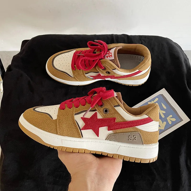 Contrast Star Lace Up Athletic Sneakers - LaTezza Online Shop