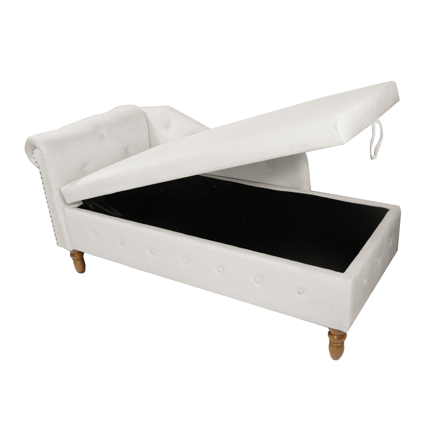 Beige Chaise Lounge Indoor Velvet Lounge Chair for Bedroom with Storage & Pillow Modern Upholstered Rolled Arm Chase Lounge - LaTezza Online Shop