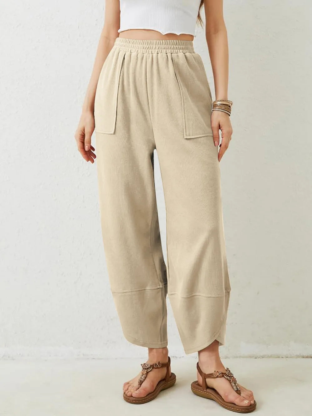 Elastic Waist Wide Leg Pants - LaTezza Online Shop