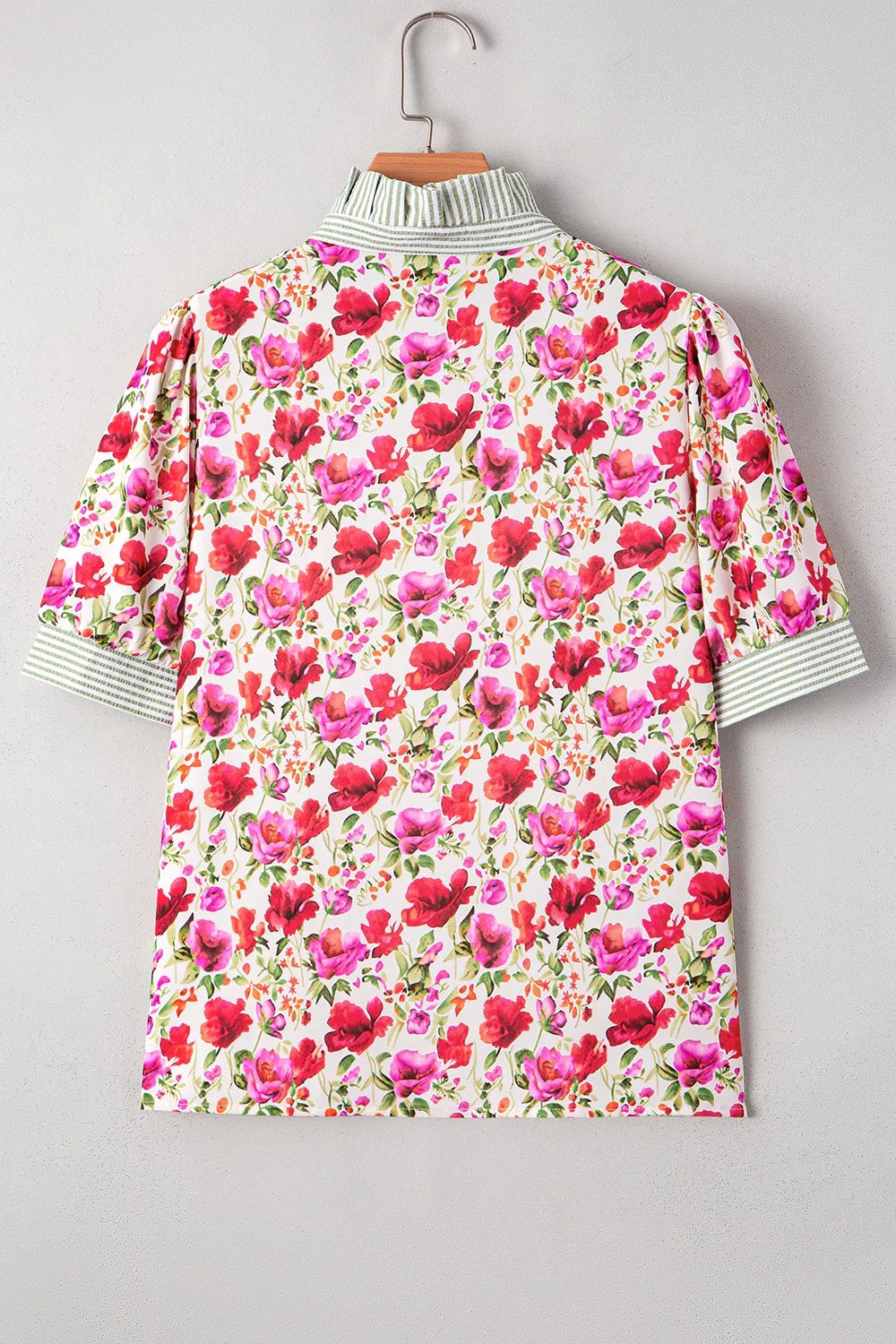 Printed Collared Neck Short Sleeve Blouse - LaTezza Online Shop