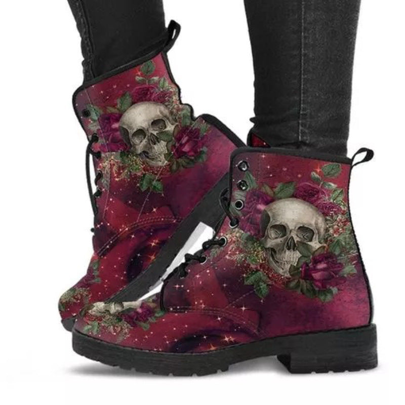European and American plus leather Martin boots women's Gothic printed British boots Wish workwear combat boots - LaTezza Online Shop