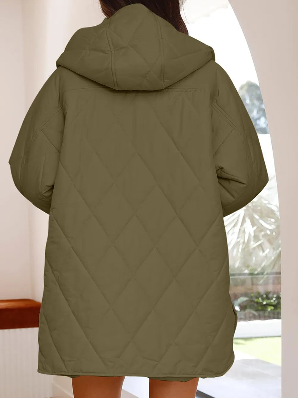 Slit Snap Down Long Sleeve Hooded Jacket - LaTezza Online Shop