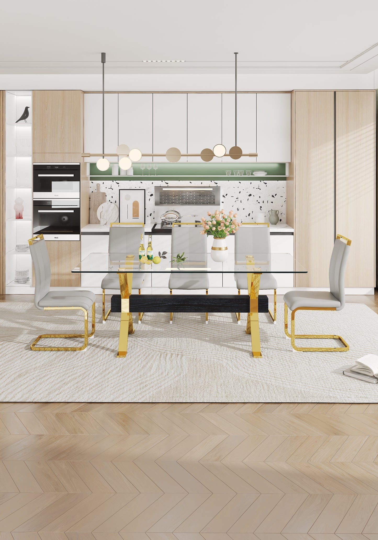Dining table Modern tempered glass dining table Large modern office desk - LaTezza Online Shop